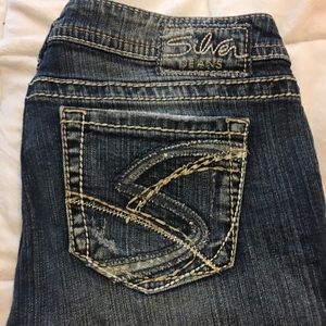 Silver distressed crop jeans